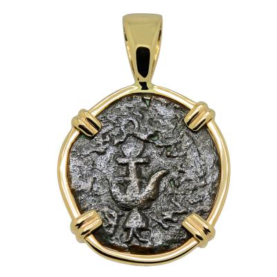 Widows Mite prutah coin in gold pendant