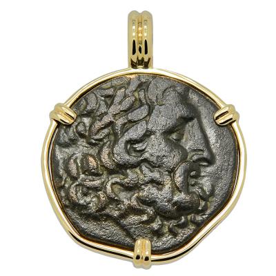 133-27 BC Asclepius coin in gold pendant