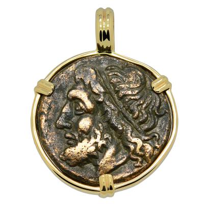 261-240 BC Poseidon tetras coin in gold pendant