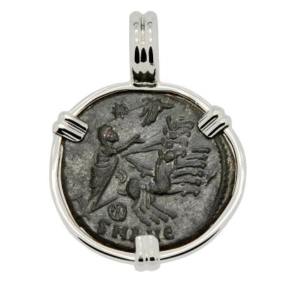 Hand of God coin in white gold pendant