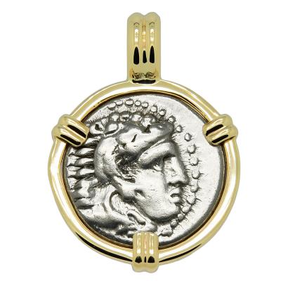 325-323 BC Alexander the Great coin in gold pendant