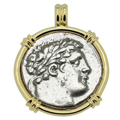 95-94 BC Shekel of Tyre coin in gold pendant