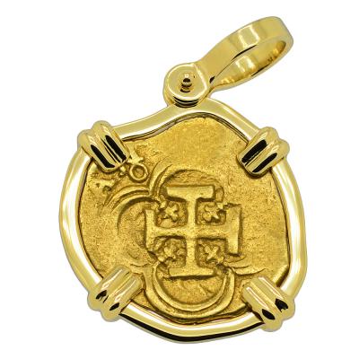 1598-1621 Spanish doubloon in 18k pendant