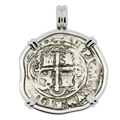 1571-1589 Spanish Mexico real in white gold pendant