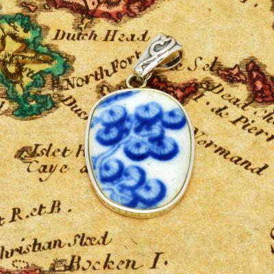 British Shipwreck Pottery in silver pendant