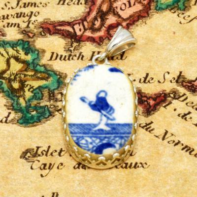 British Shipwreck Pottery in silver pendant