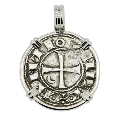 1163-1188 Crusader Cross Coin in white gold Pendant