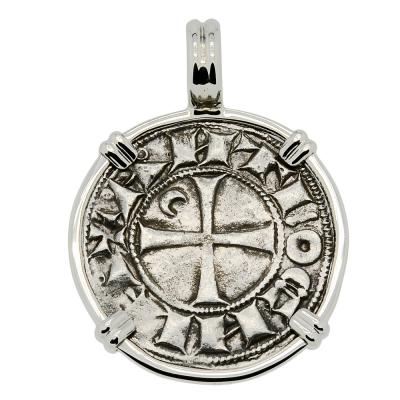 1163-1188 Crusader Cross Coin in white gold Pendant