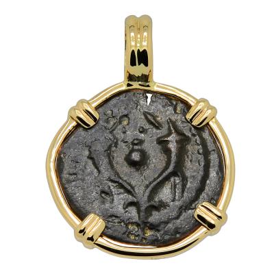 104-103 BC Widows Mite in gold pendant 