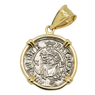 1539 Madonna and Child coin in gold pendant