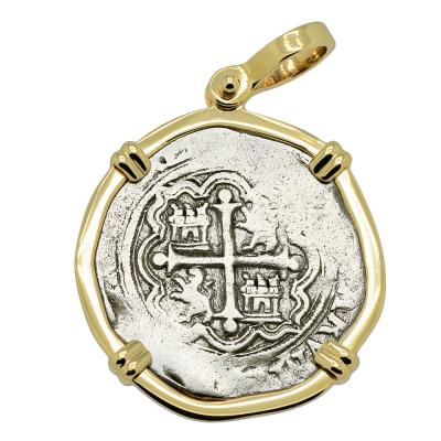 1571-1589 Spanish Mexico real in gold pendant