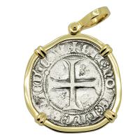 French 1389-1405, King Charles VI Blanc Gunar in 14k gold pendant.