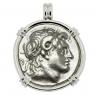 Alexander the Great coin in white gold pendant