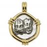 313-280 BC Twins of Istros drachm in gold pendant