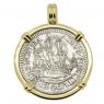 1677 Dutch ship shilling in gold pendant 