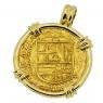 Spanish two escudos 18k gold pendant