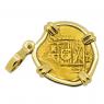 Spanish two escudos 18k gold pendant