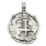 1741 Spanish 2 Reales in white gold pendant