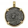 120-63 BC Medusa bronze coin in gold pendant