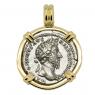 Marcus Aurelius denarius coin in gold pendant