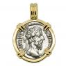 Marcus Aurelius denarius coin in gold pendant