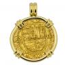 Spanish two escudos 18k gold pendant