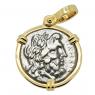 232-168 BC Zeus drachm coin in gold pendant