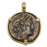 120-63 BC Dionysus bronze coin in gold pendant