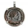 Constantine the Great coin in white gold pendant