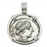 49 BC Salus denarius coin in white gold pendant