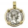 AD 123 Hadrian denarius in gold pendant