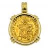 Jesus Christ solidus coin in 18k gold pendant