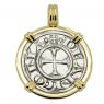 1280-1320 Ancona cross coin in gold pendant