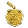 Spanish Philip III two escudos in gold pendant