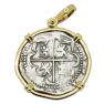 1577-1586 Spanish coin in gold pendant