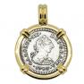 Spanish El Cazador 1/2 real in gold pendant