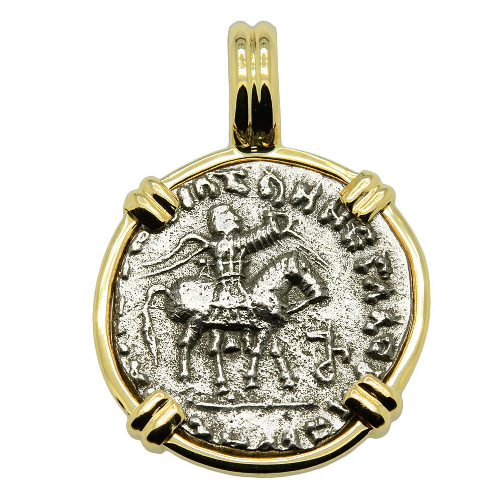Ancient King Azes Horseman Drachm Coin Pendant