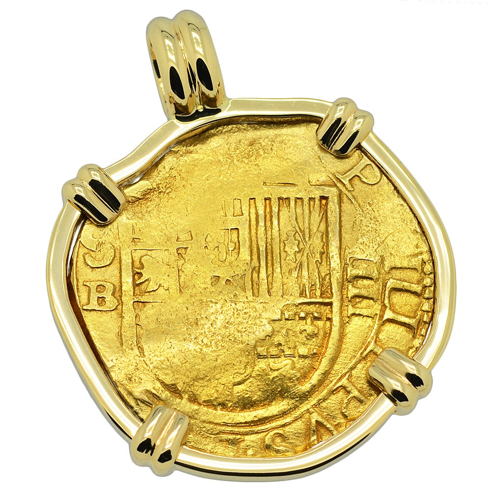 Philip III Spanish Gold Four Escudos Necklace