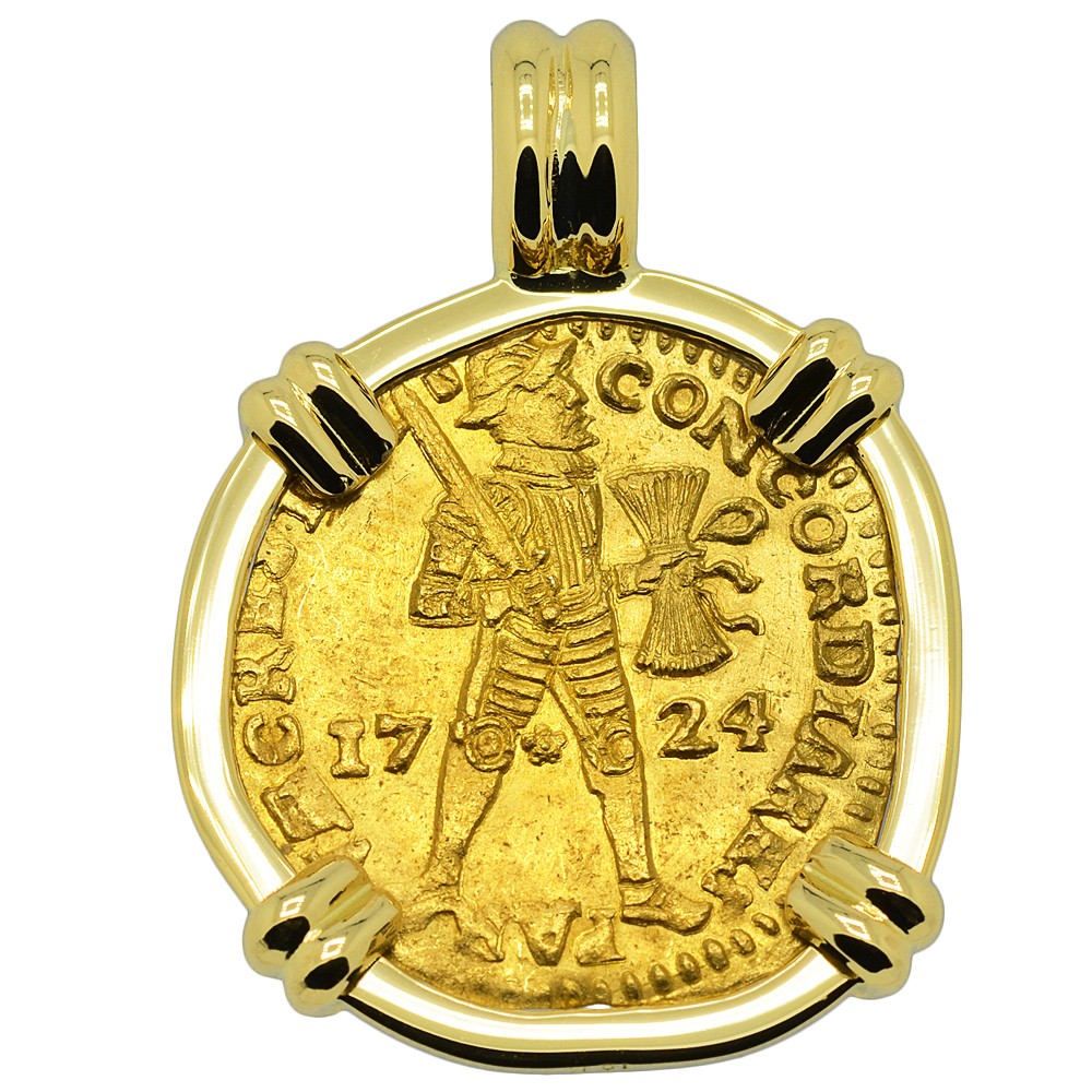 1724 Dutch Shipwreck Gold Ducat Coin Pendant