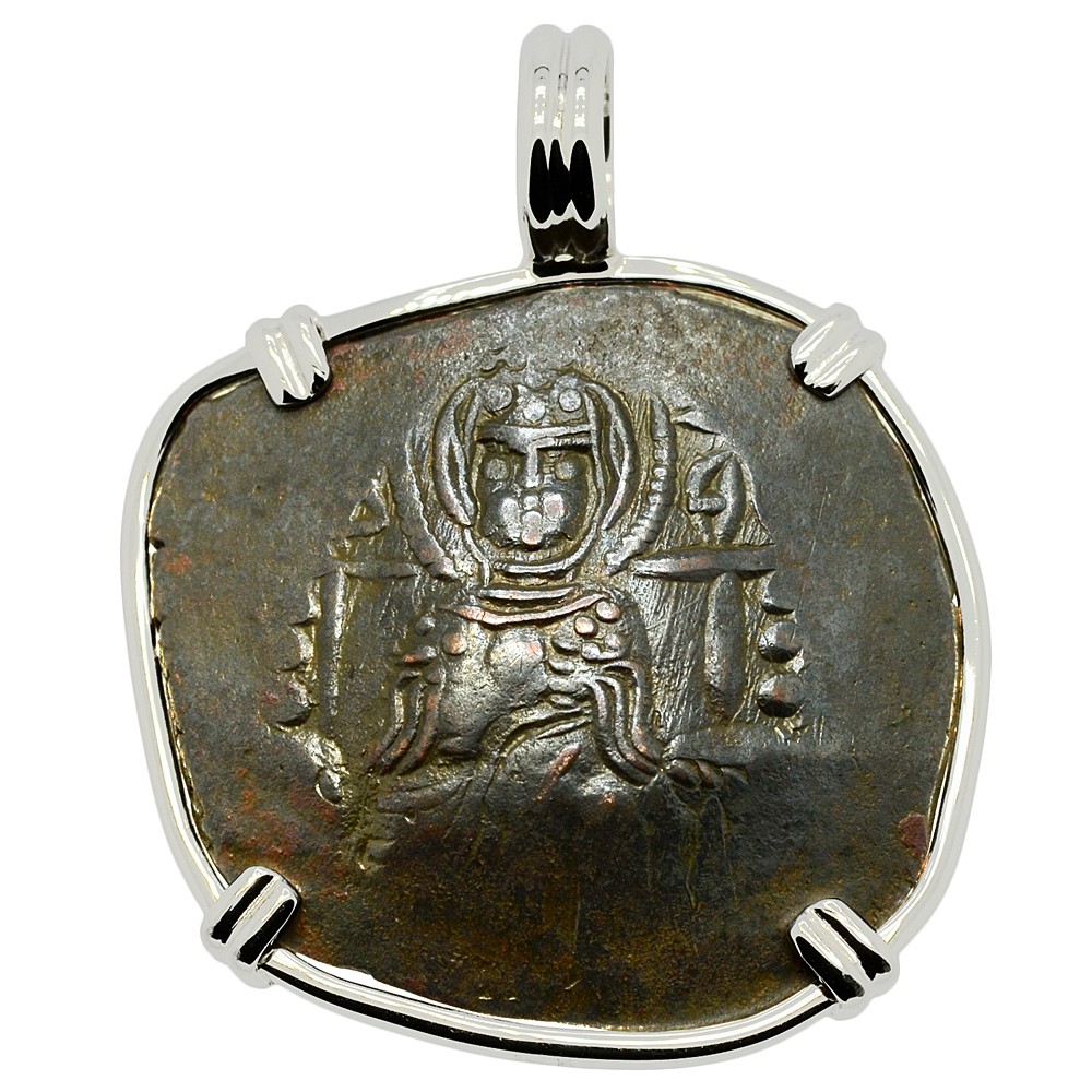 Constantinople Mary Coin in White Gold Pendant