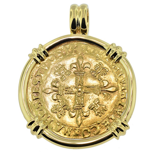 Holy Roman Empire Charles V Gold Zonnekroon Coin Pendant