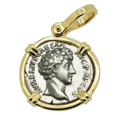 AD 140-144 Marcus Aurelius denarius in gold pendant