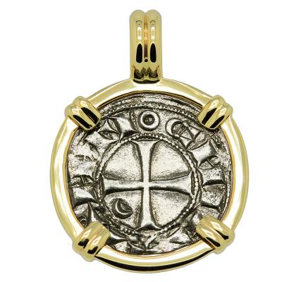 1163-1188 Antioch Crusader Cross Coin in gold Pendant