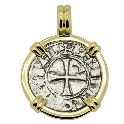 1163-1188 Antioch Crusader Cross Coin in gold Pendant