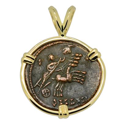 Constantine Hand of God coin in gold pendant