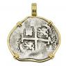 1684 Spanish 1 Real coin in gold pendant