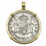 El Cazador treasure coin in gold pendant