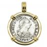 Spanish El Cazador coin in gold pendant