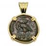 420-410 BC Owl tetras coin in gold pendant