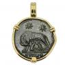 AD 330-336 Roman She-Wolf coin in gold pendant